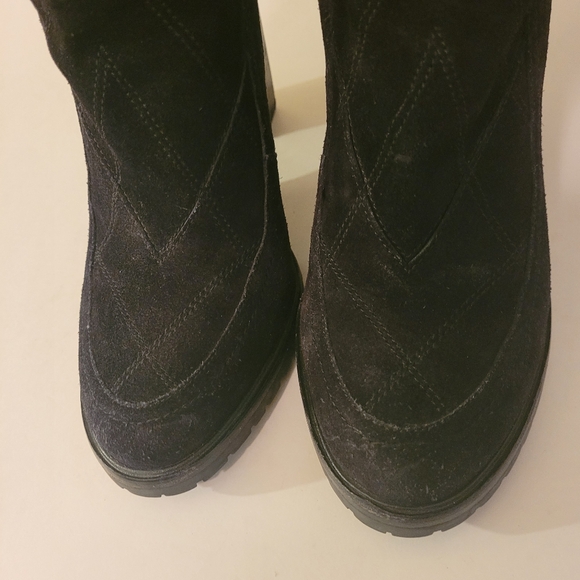 Sigerson Morrison Evanlee Dyed Shearling Black Suede Mid Calf Boot - Picture 4 of 9